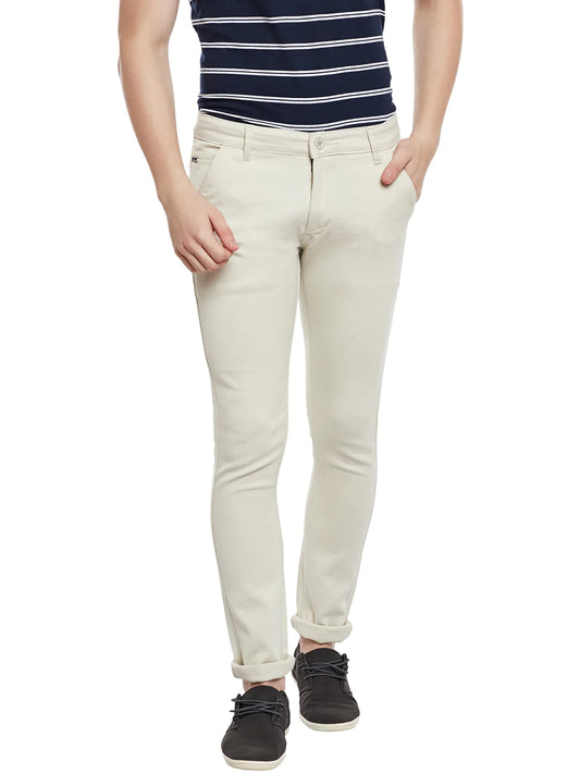Men Beige Slim Fit Trousers