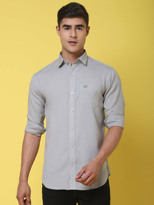 Spread Collar Slim Fit Linen Shirt