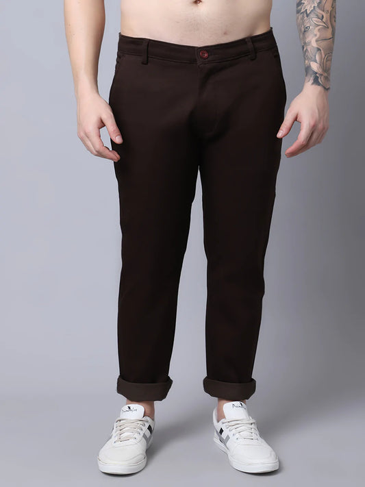 Men Brown Slim Fit Trousers