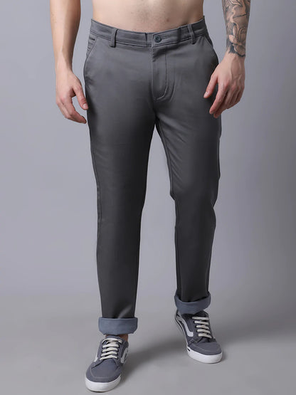 Men Grey Slim Fit Trousers