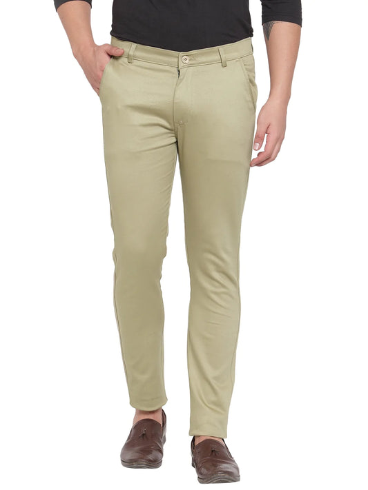 Men Olive Slim Fit Trousers
