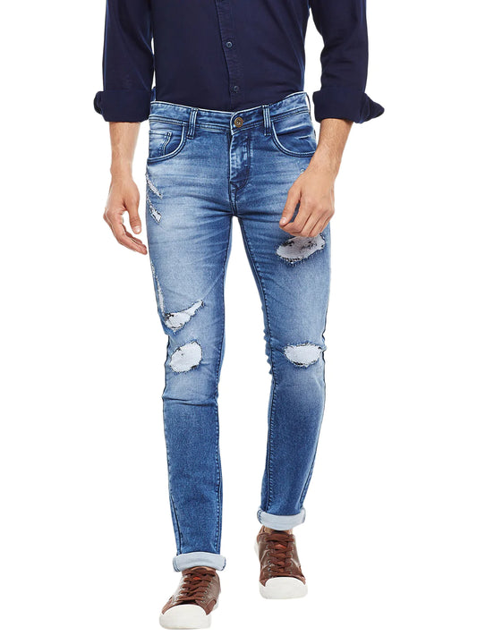 Men Blue Slim Fit Distressed Denims