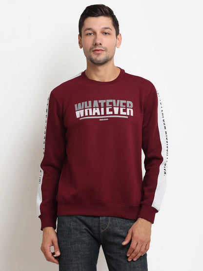 Men Maroon Printed Sweatshirt