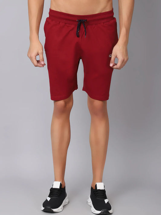 Men Maroon Slim Fit Sports Shorts