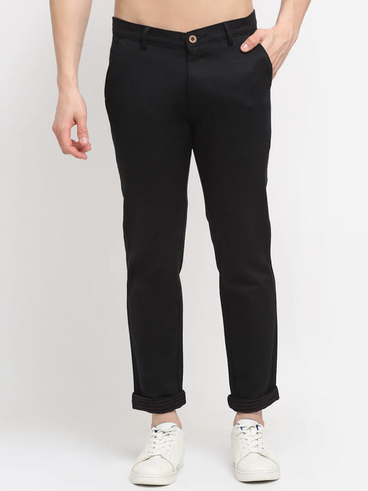 Men Black Solid Slim Fit Chinos