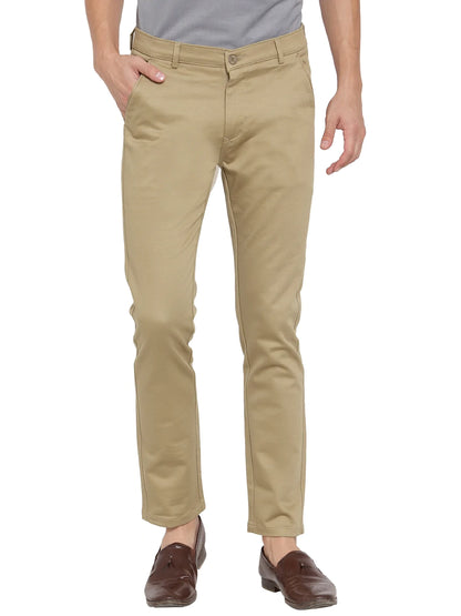 Men Khaki Slim Fit Solid Chinos