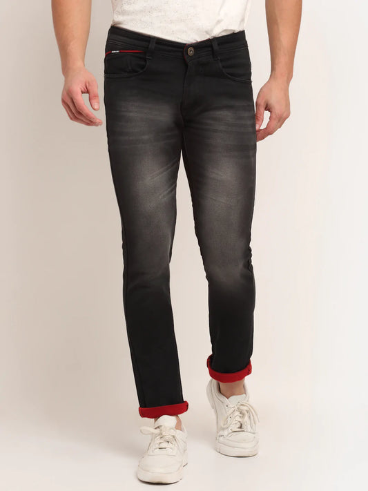 Men Black Slim Fit Heavy Fade Stretchable Jeans