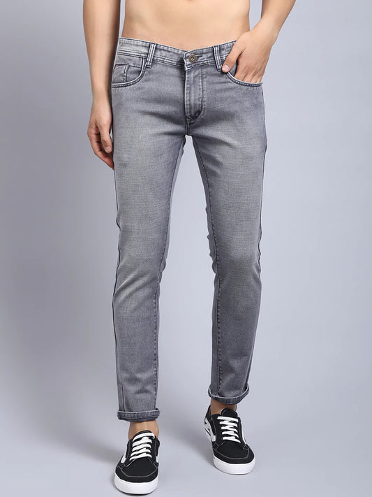 Men Grey Slim Fit Heavy Fade Stretchable Jeans