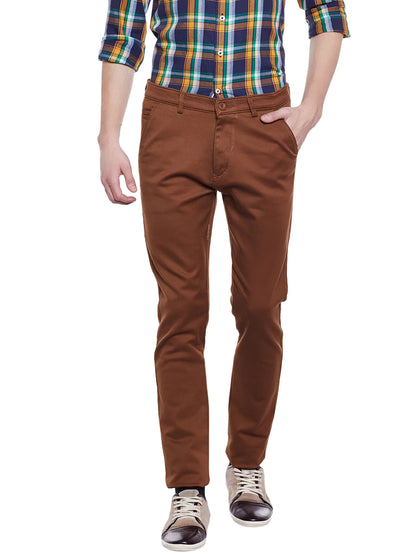 Men Brown Slim Fit Trousers