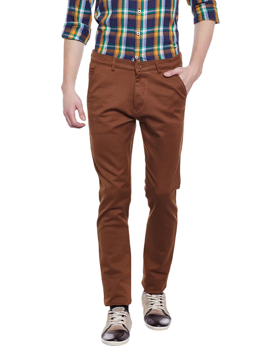 Men Brown Slim Fit Trousers