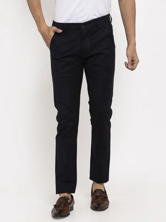 Men Navy Blue Slim Fit Chinos Trouser