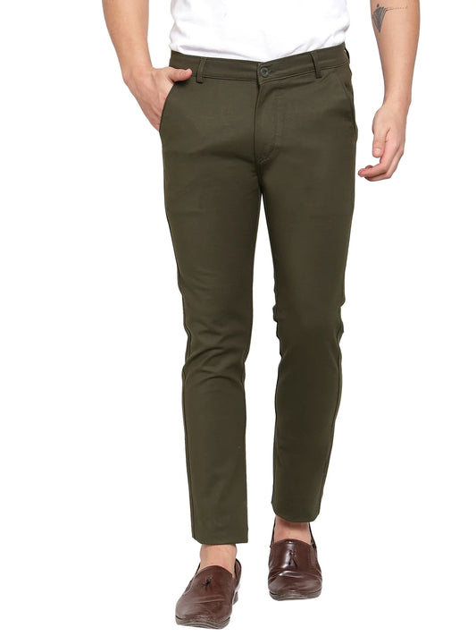Men Green Slim Fit Trousers