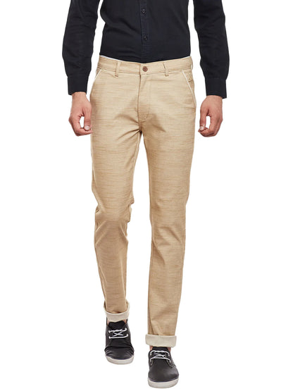 Men Khaki Slim Fit Trousers