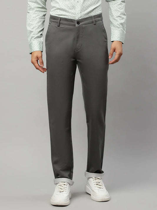 Men Grey Slim Fit Trousers