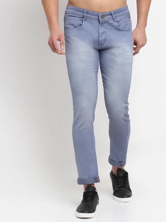 Men Grey Slim Fit Light Fade Stretchable Jeans