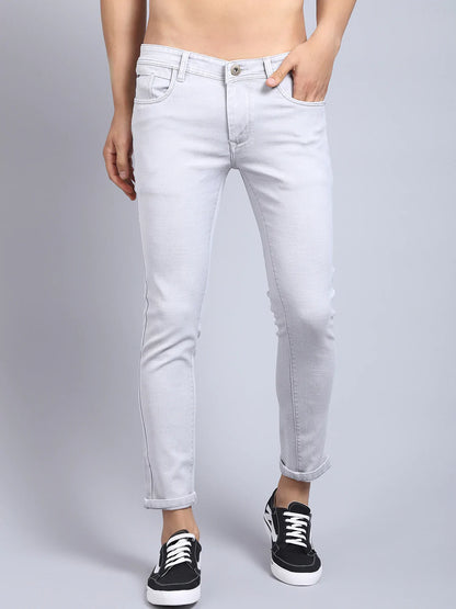 Men Grey Slim Fit Heavy Fade Stretchable Jeans