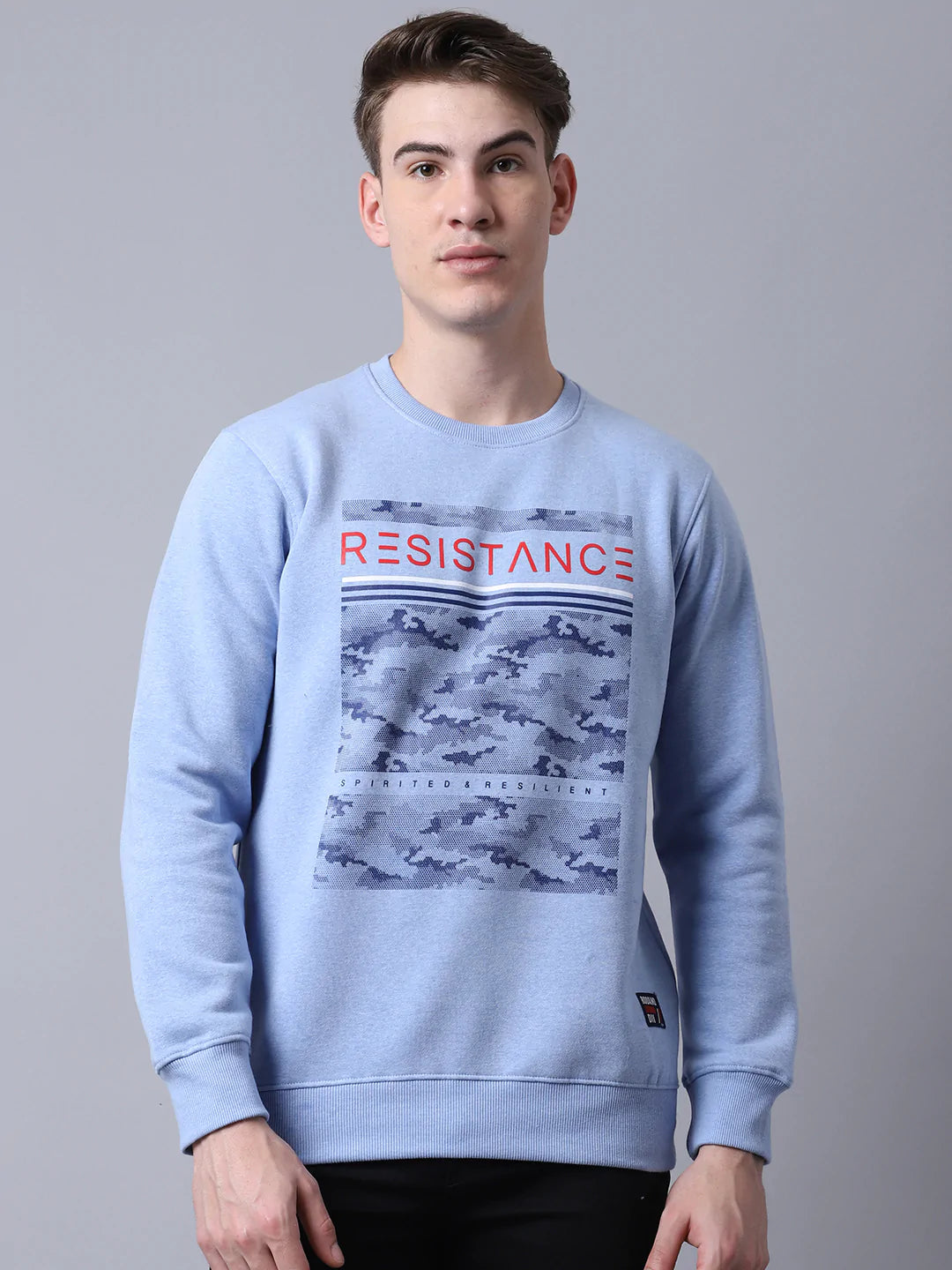 Men Blue Printed Sweatshirt