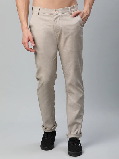 Men Beige Slim Fit Trousers