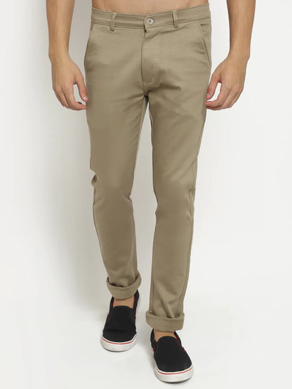 Men Beige Slim Fit Chinos Trousers