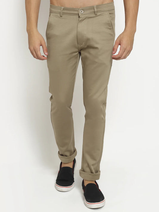 Men Beige Slim Fit Chinos Trousers