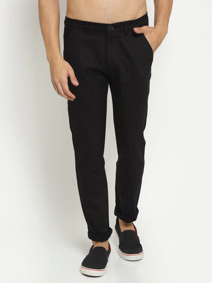 Men Black Slim Fit Chinos Trousers