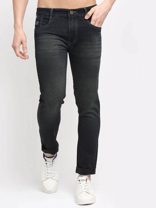 Men Green Slim Fit Light Fade Stretchable Denim Jeans