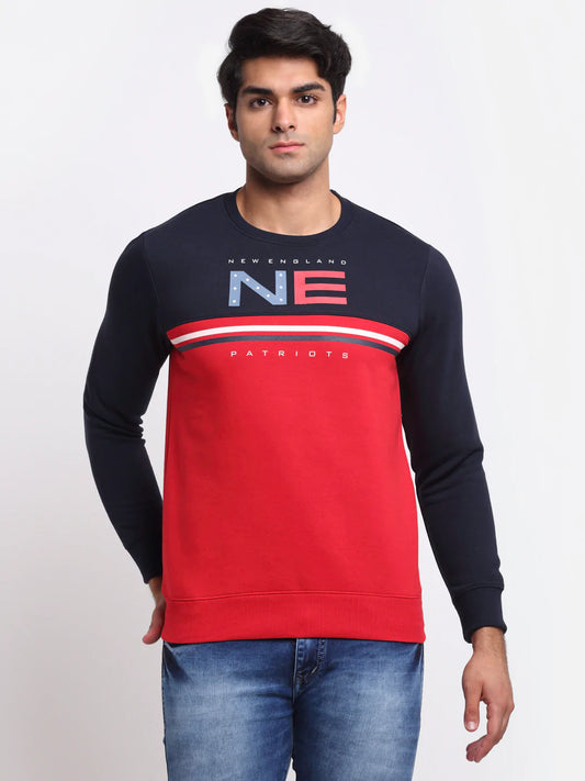 Men Red Colourblocked Sweatshirt