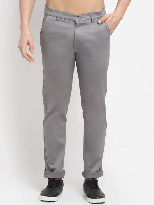 Men Grey Slim Fit Trousers