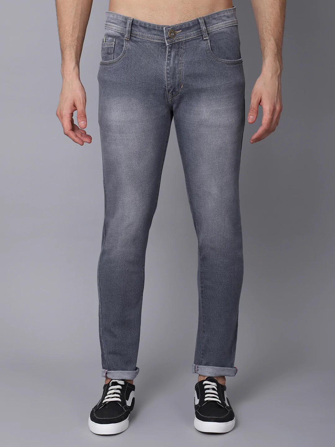 Men Grey Slim Fit Heavy Fade Stretchable Jeans