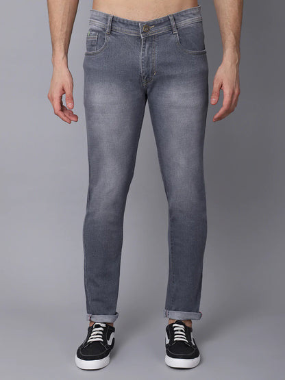 Men Grey Slim Fit Heavy Fade Stretchable Jeans