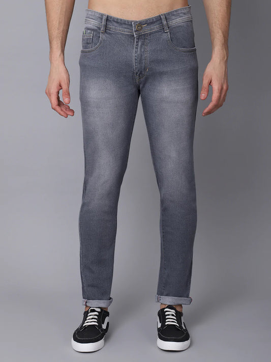 Men Grey Slim Fit Heavy Fade Stretchable Jeans