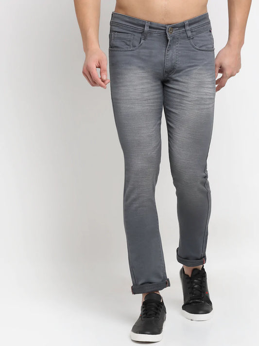 Men Grey Slim Fit Heavy Fade Stretchable Jeans