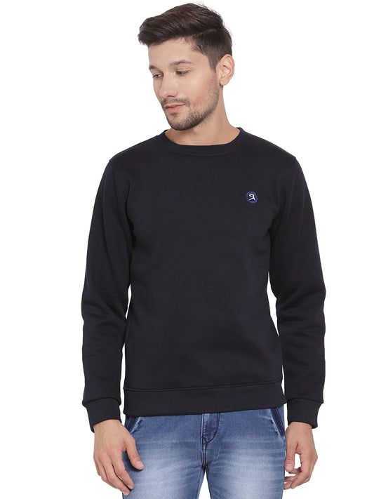 Men Navy Blue Slim Fit Sweatshirts