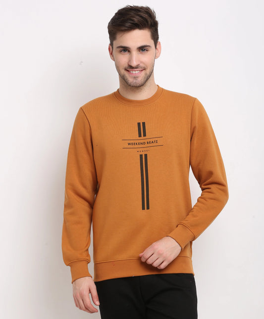 Men Mustard Printed Sweatshirt
