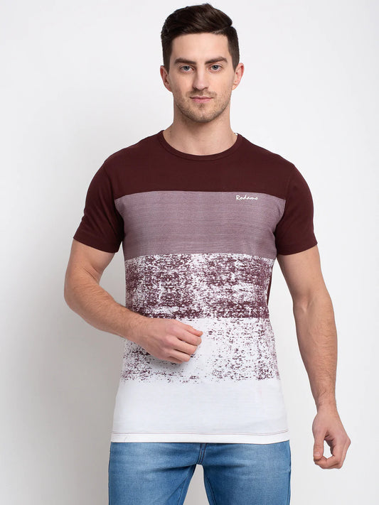 Men Brown Round Neck T-Shirts