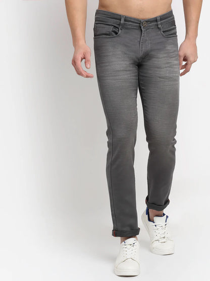 Men Grey Slim Fit Heavy Fade Stretchable Jeans