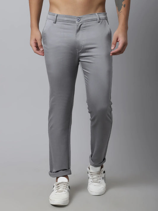 Men Grey Slim Fit Trousers