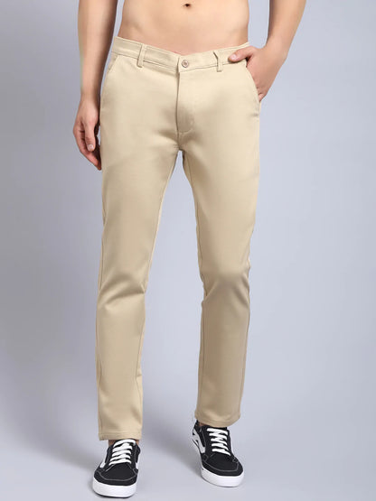 Men Beige Slim Fit Chinos Trousers