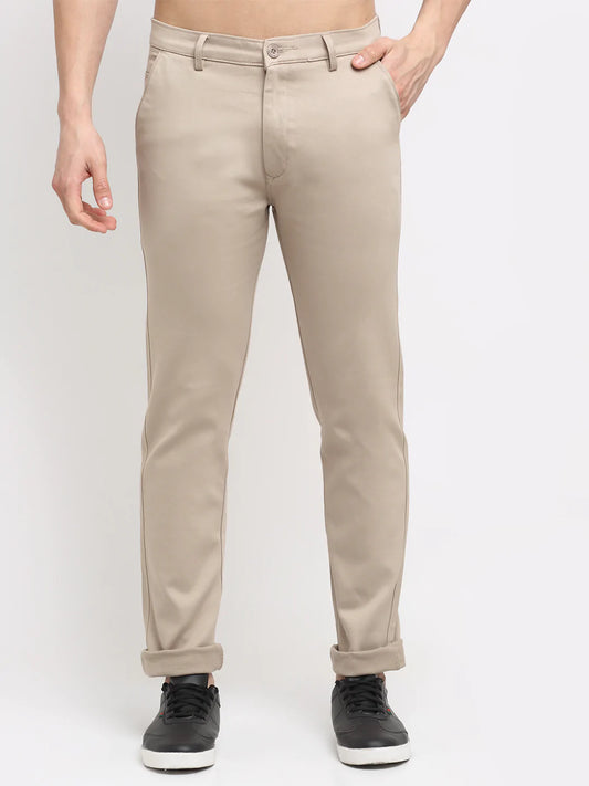 Men Beige Slim Fit Chinos Trousers