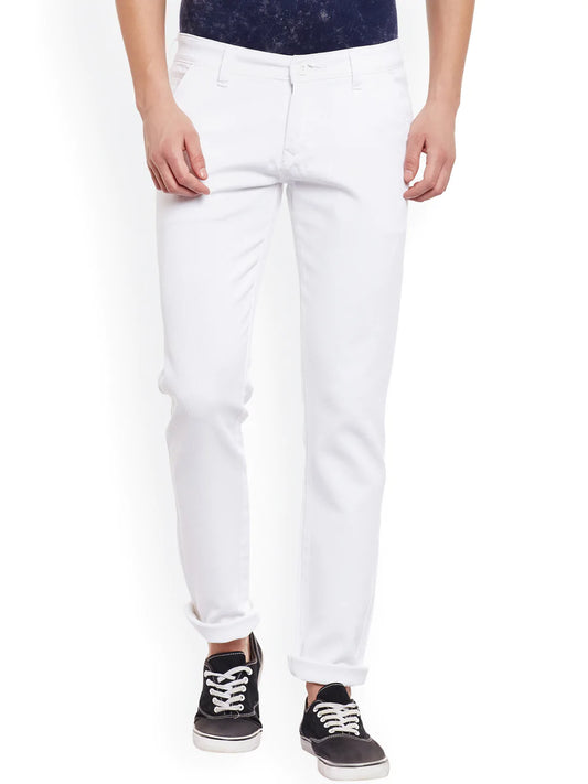 Men White Slim Fit Trousers