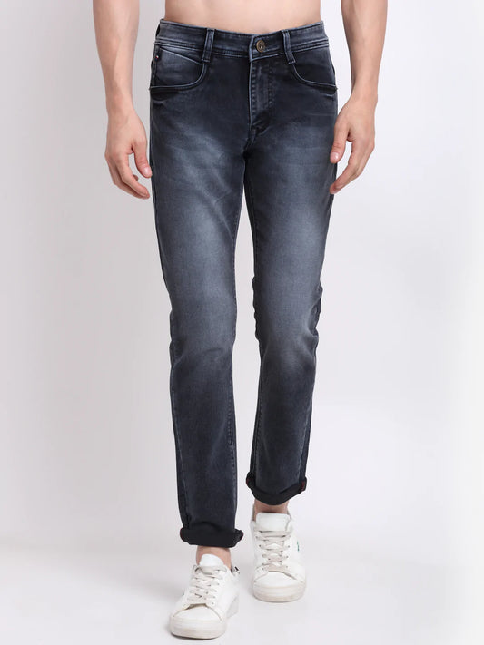 Men Grey Slim Fit Heavy Fade Stretchable Jeans