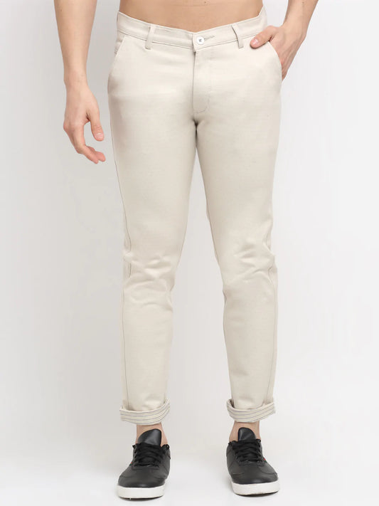 Men Beige Slim Fit Chinos Trousers