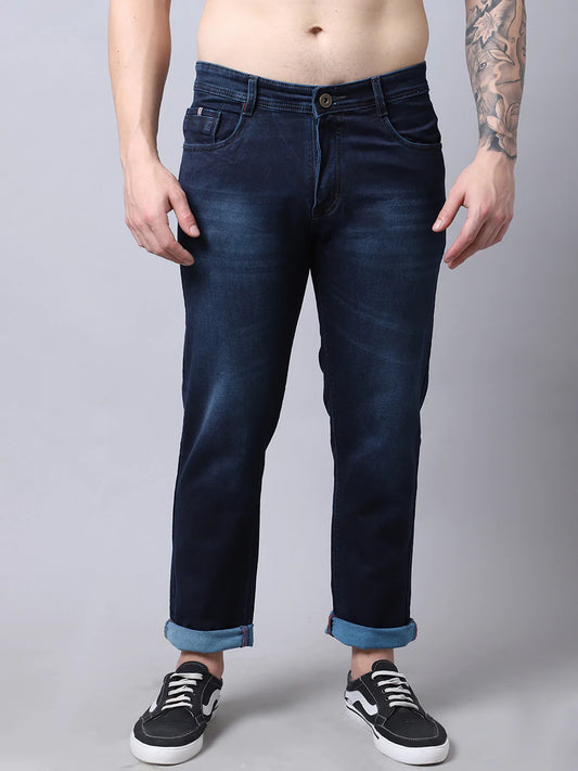 Men Blue Light Fade Stretchable Jeans