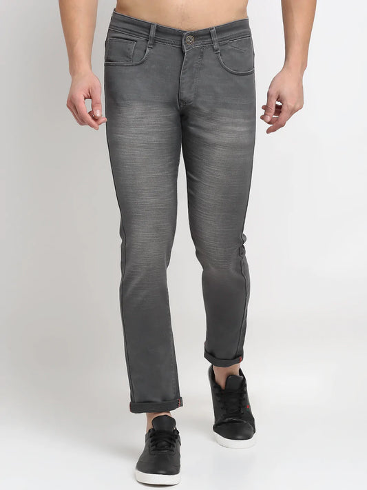 Men Grey Slim Fit Heavy Fade Stretchable Jeans