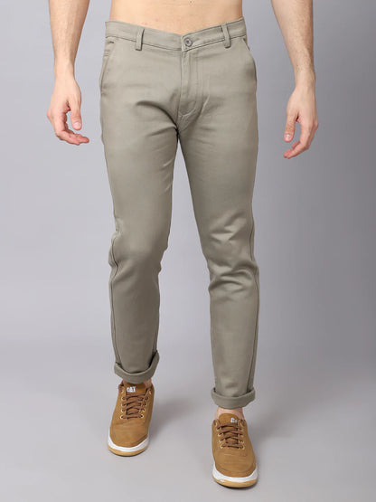 Men Olive Slim Fit Trousers