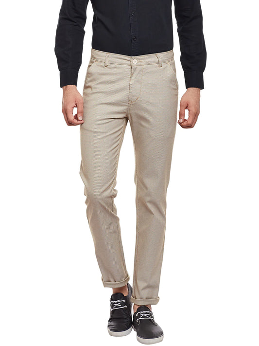 Men Khaki Slim Fit Trousers