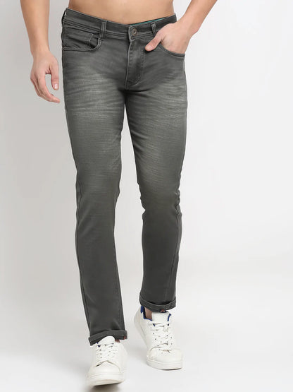 Men Green Slim Fit Heavy Fade Stretchable Jeans