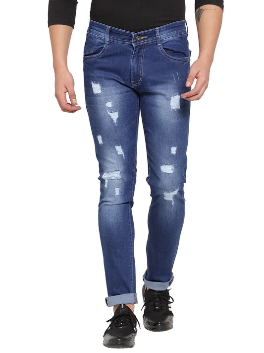 Men Blue Slim Fit Distressed Denims