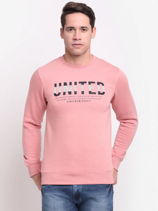 Men Pink Printed Sweatshirt