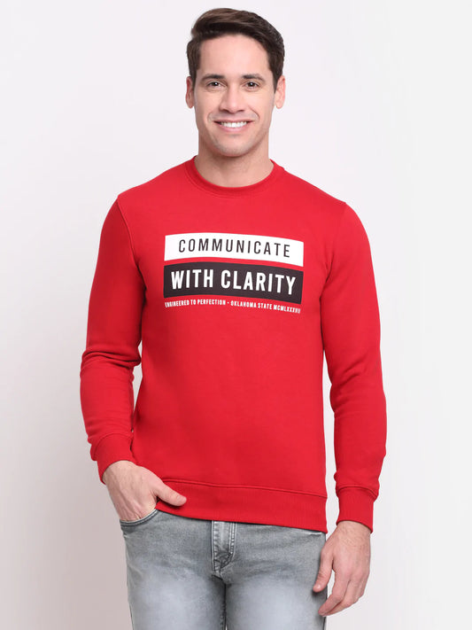 Men Red Printed Sweatshirt